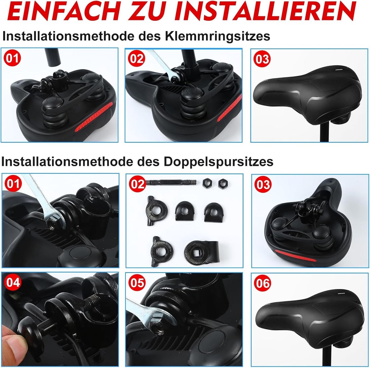 Fietszadel Dames Super Comfort - Zwart - Ergonomisch Traagschuim - Voor Stadsfietsen