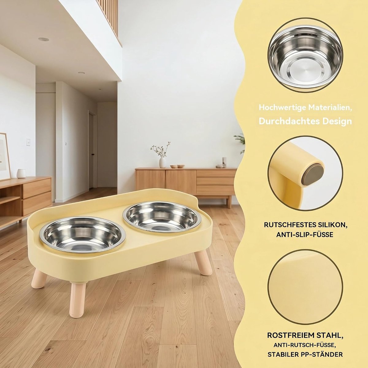 Elevated Cat Food Bowl Set with 2 Stainless Steel Bowls, Raised Pet Feeding Station, Ergonomic Double Cat Bowl for Food and Water, Easy Clean Design — cadeau in Cadeau-ideeën - foto 3