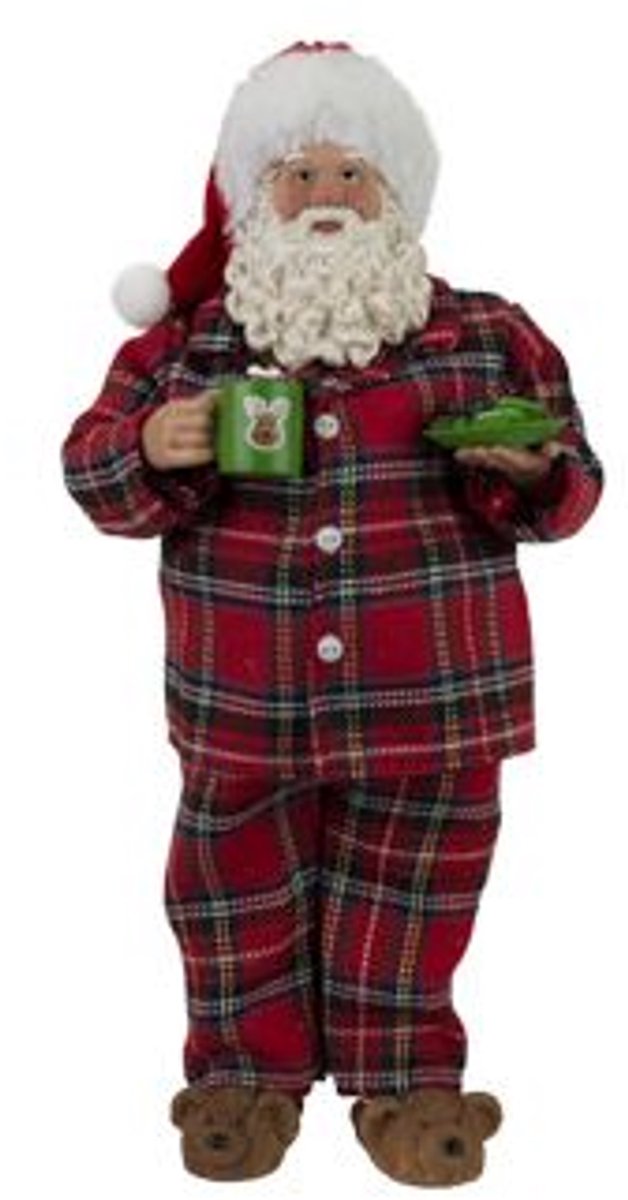 Cosy @ Home Santa In Pajamas Rood 13x9xh28,5cm Polye