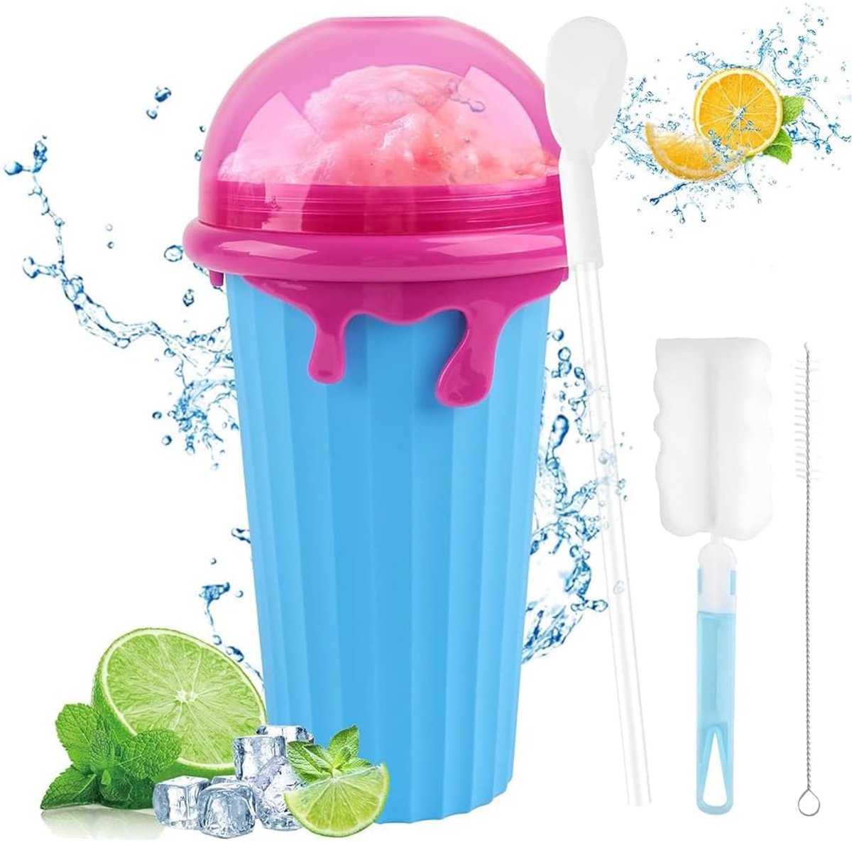 Smoothiebeker - Magische Knijpbeker - Dubbellaagse Knijpbeker - Koelbekers - Zelfgemaakte Ijsmachine - Siliconen Beker