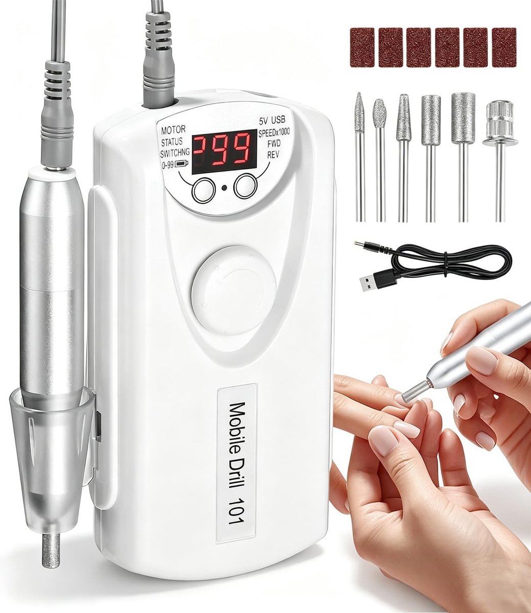 Elektronische Nagelvijl - Wit - Professionele, Draadloze Nagelverzorging - Voor Manicure en Pedicure