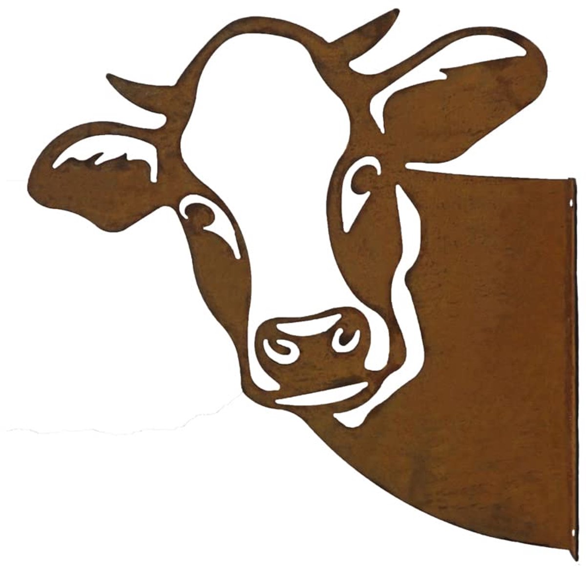 Famanu – Boomsteker van metaal, roestige tuindecoratie met patina koeienkop wanddecoratie, 44 x 44 x 44 cm, om vast te schroeven
