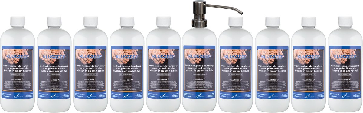 Kluszeep 1 liter - set van 10 stuks - met gratis RVS zilverkleurige pomp - Voordeelverpakking