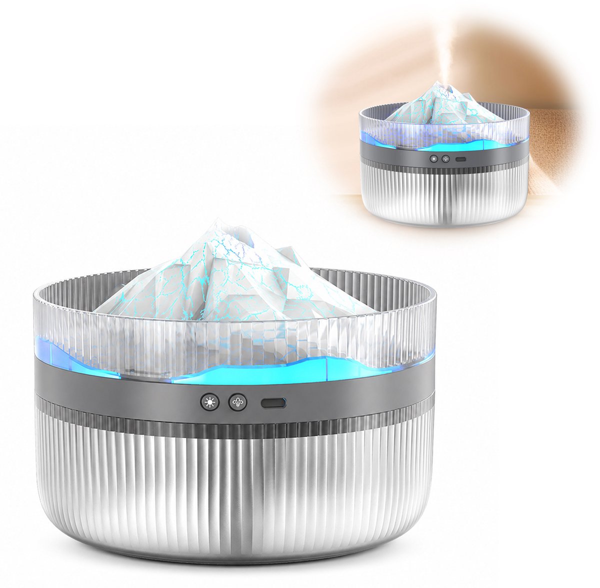 USB Vlammen Diffuser - Essentiële Olie Verdamper - voor Thuis, Slaapkamer & Kantoor - voor Ontspanning - wit - 1 Stuk