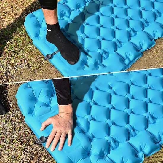 Campingmat, Draagbaar Luchtbed Compact, Dubbel Koppelbare Opblaasbare Campingmat, Ingebouwde Voetpomp. — afbeelding 3