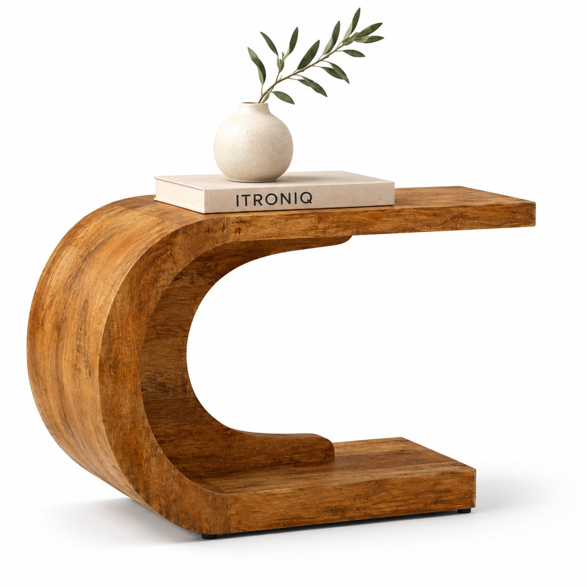 ITRONIQ Console Tafel 110 CM - Moderne Haltafel Voor Gang en Woonkamer - Design Side Table Met Organische Vorm - Houtkleur Bruin
