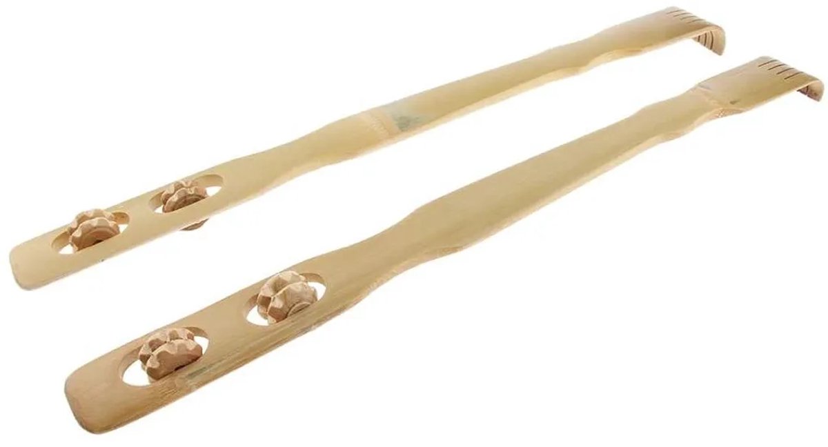 Deze tweedelige, houten handzame rugmassageset, Geschikt voor een lange rugmassager, kan direct jeuk verlichten en het lichaam ontspannen.