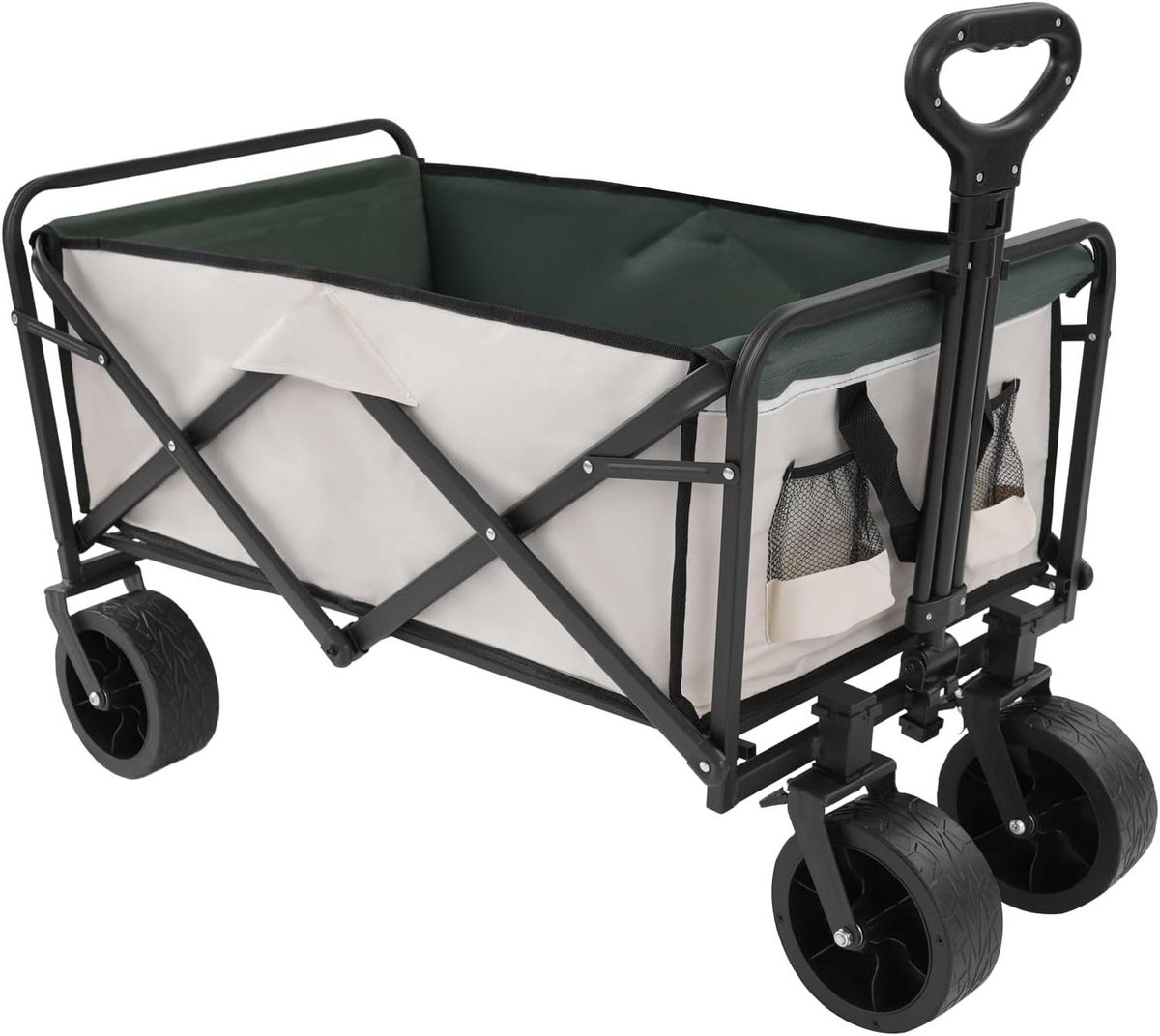 Bolderkar Opvouwbaar - Handwagen Transport - Buitenshuis Gebruik - Verstelbaar Handvat - 115 kg Draagvermogen - Kaki