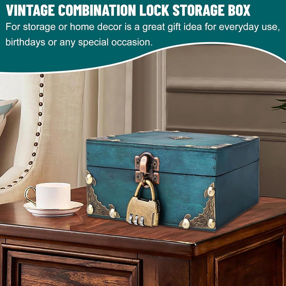 Houten Schatkist met Slot - Bruin - 30 x 20 x 15 cm - Vintage Decoratie voor Opslag en Feestjes