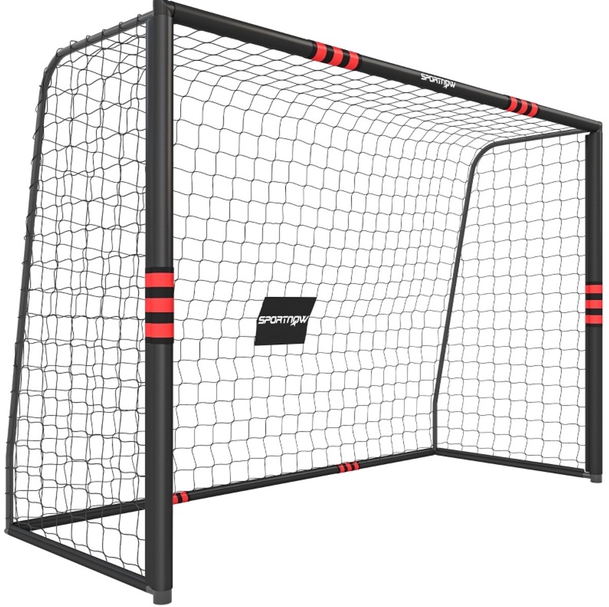 Voetbaldoel 300 X 200 Cm Metalen Frame En Voetbalnet Met 5 Grondankers Zwart Rood Voor Tuintraining En Spel Buiten
