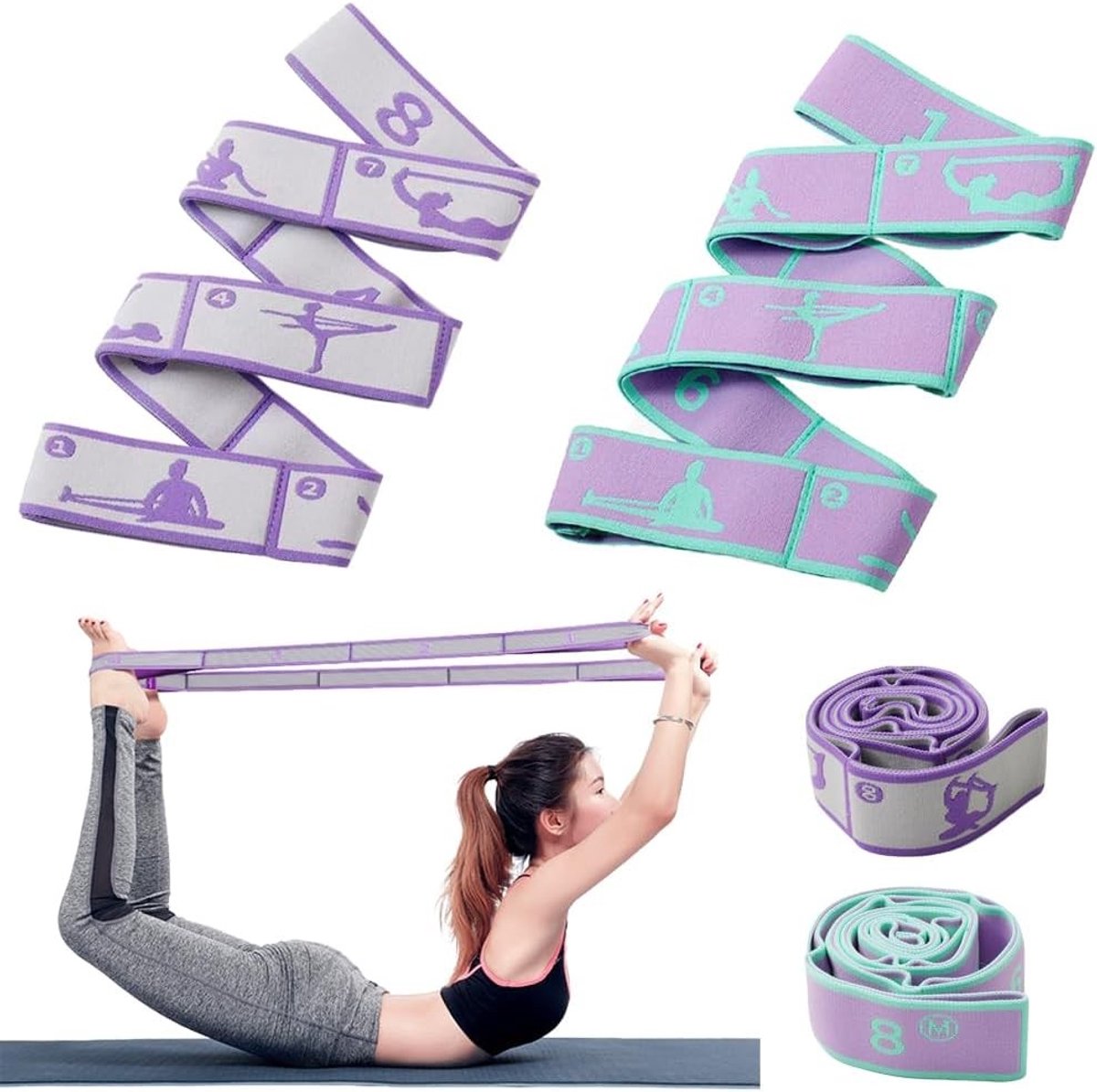 Yoga Blok - Zwart - 85 x 4 cm - Met 8 Lussen - Voor Yoga en Stretching