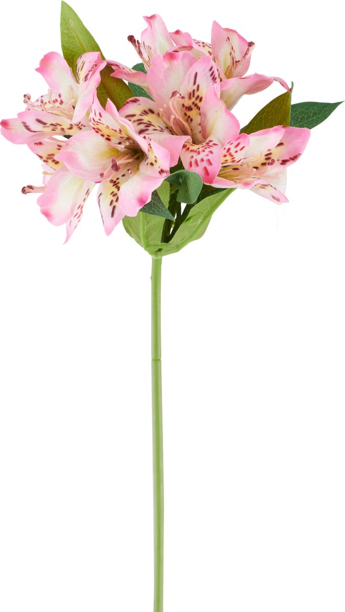 Easyplants | Kunstbloem Alstroemeria 47 cm roze/creme | Zijde | Nepbloemen | creme | Onderhoudsvrij | Kant-en-klaar