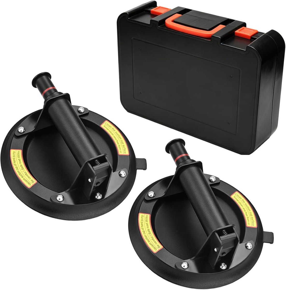 Set van 2 zuignappen van 20 - 3 cm - vacuüm zuignap - tegels - glaslifter met draagbare gereedschapskist - zuignap voor glas - tegels - marmer - laminaat - tegelheffen - maximale draagkracht 200 kg