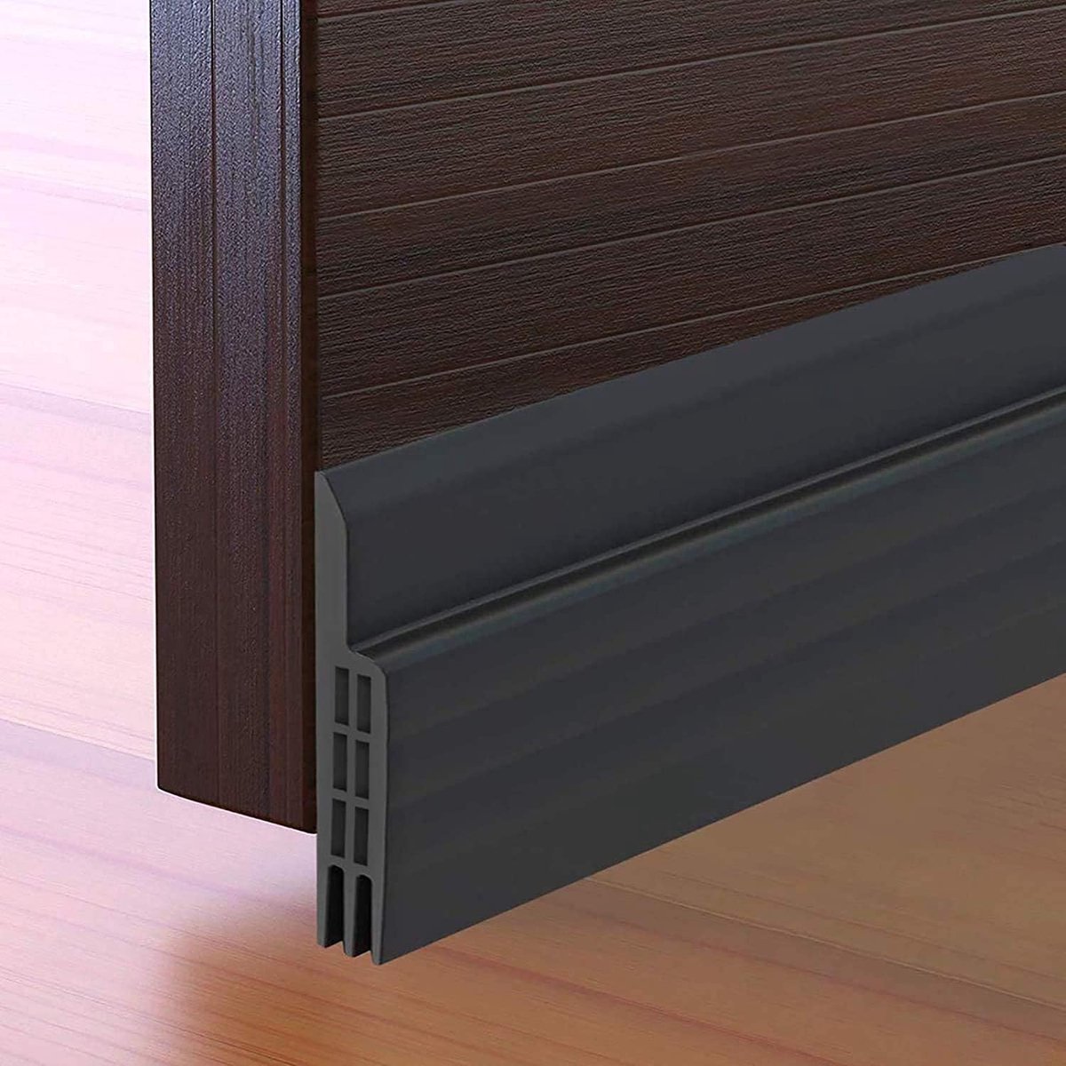 Hulameda Deurtochtstrip - zelfklevende tochtstrip voor geluidsbestendig en energiebesparend - deurbodemafdichtingsstrip om te voorkomen dat insecten komen (zwart - 5 cm breedte x 99 cm lengte)