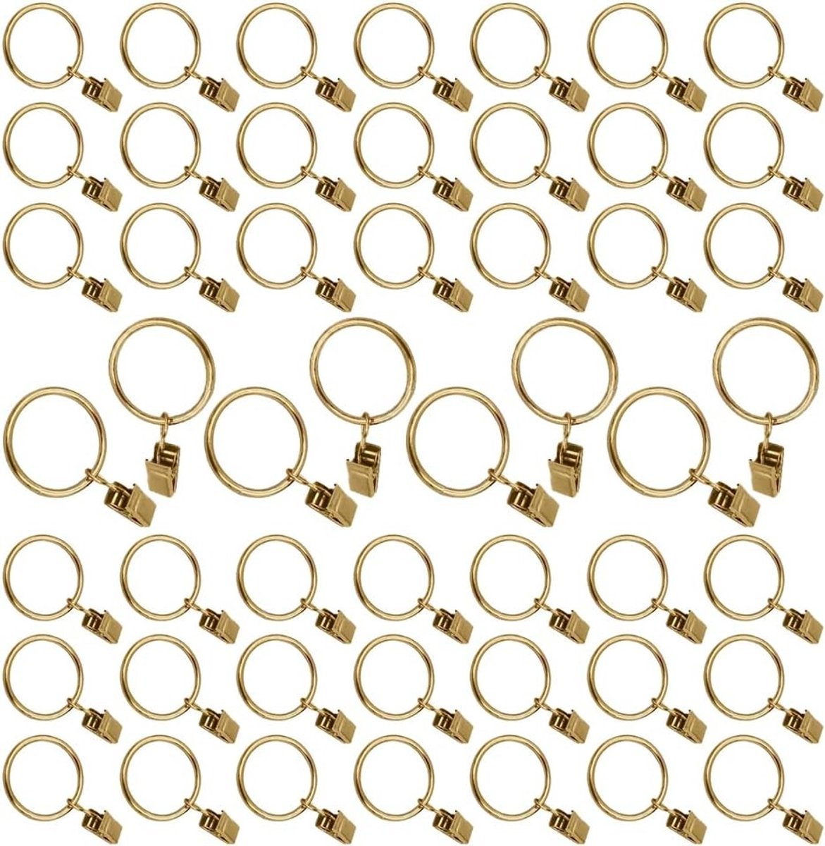 50 Stuks Gordijnringen met Klemmen, Roestvrij Stalen Ringen, 38mm Hanger Ringen voor Zware Gordijnen en Draperieën - Goudkleurig en Duurzaam