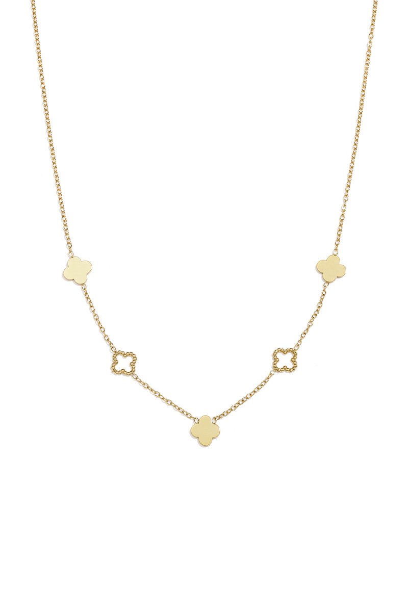 Bijoutheek Collier Klavers Dicht Open Goudkleurig