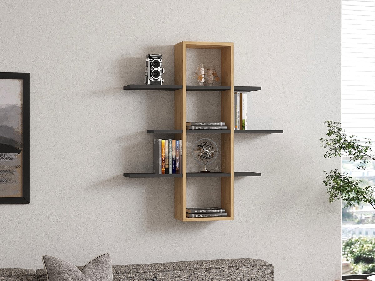 Skye Decor , Wandplank, Ardo - Sapphire, Anthracite, Gemelamineerde spaanplaat, Saffier & Antraciet, 96 x 19,6 x 101 cm