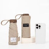 TinyTin® Mini Paraplu Opvouwbaar - Ø 91cm - Regen & Windbestendig - UV Paraplu en Zonneparaplu voor Onderweg - Kleine Reis Paraplu 17cm - Lichtgewicht 210g - Windbestendig - Japanse Stijl Umbrella - Sandstone Beige