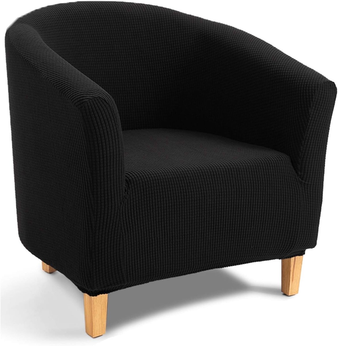 Stijlvolle Jacquard Hoes voor Clubfauteuil, Rekbare en Wasbare Anti-Slip Bescherming (Zwart)