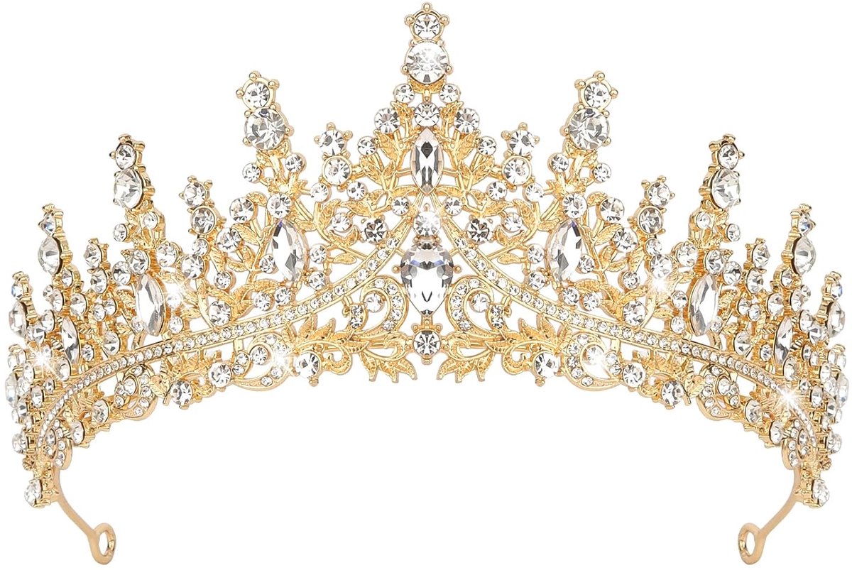 1 stuk - bruid kroon hoofbedekking - water boor haar hoop - legering kristal - verjaardag - achttien jaar volwassenen - kroon bruidsjurk accessoires - goud