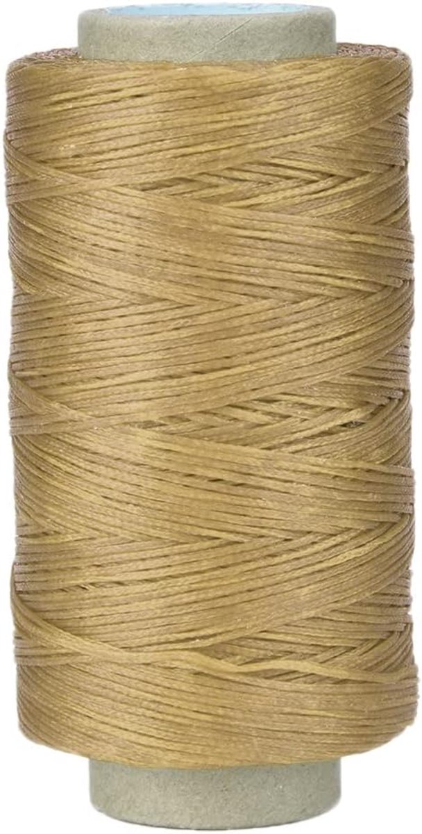 150D 250 Meter Platte Gewaxte Draad voor Leerambachten, Handstikdraad, met 6 Kleuren, Ideaal voor Doe-het-zelf Lederen Naaiaccessoires (Natuur kleur)