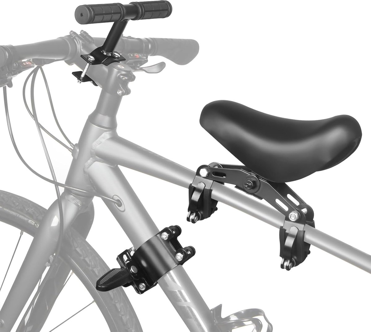 Bobypet - Fietsstoeltje - Fietsstoeltje junior - met voetsteunen en handgrepen - ergonomisch design - veilig en comfortabel - geschikt voor MTB stadsfietsen en fietsen - zwart