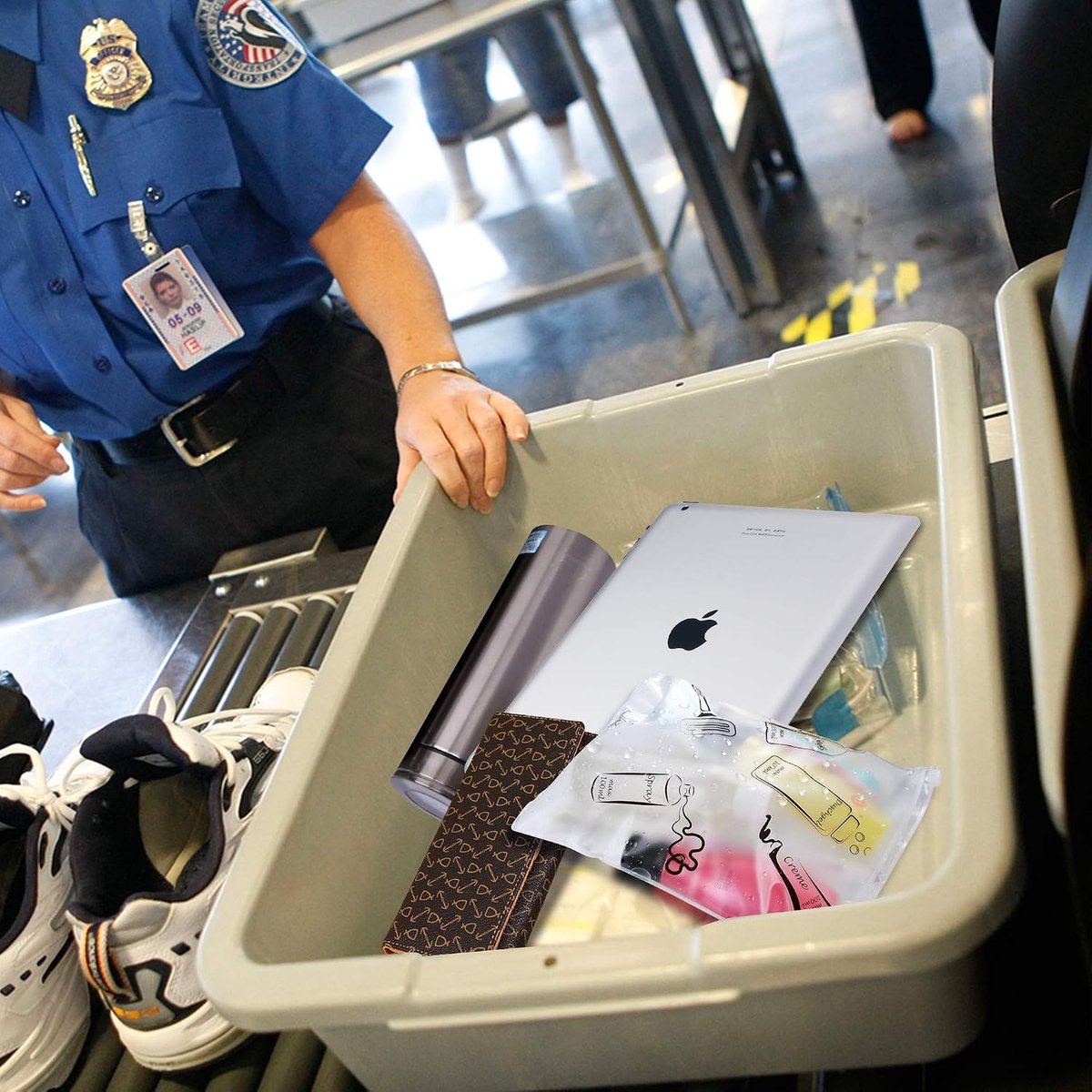 Vliegtuigtas voor veiligheidscontrole op de luchthaven, 3-delige tot 10-delige verpakking/make-uptas melkachtig en discrete flight bag, Verpakking van 6 (doorzichtig) - 100023