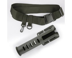 Verstelbare Visriem - met Hengelhouder en 2 Accessoire Haken - 70-135cm - Visriem - Hengelriem Verstelbaar - Zoutwaterhengelriem - Breed, Licht en Comfortabel - Voor Zoetwater Zoutwater Vistochten Outdoor Avonturen Watersport - Groen