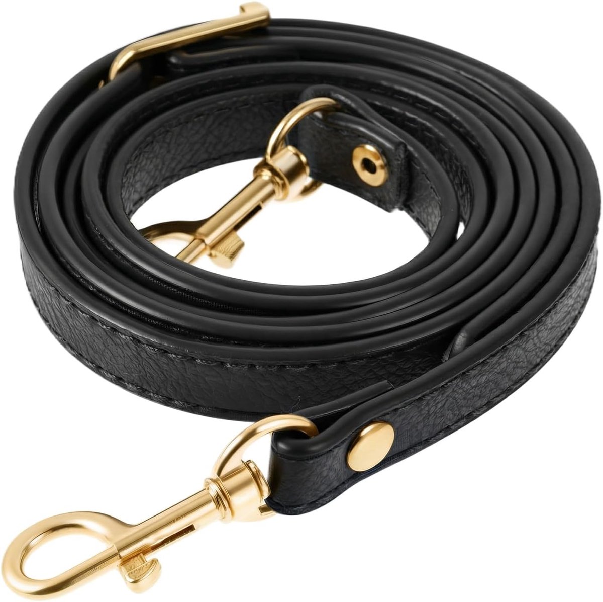 Zwart goud, leer, 105-120 cm, leren riem voor tassen, verstelbare vervangende leren schouderriem met gesp, schouderriem voor portemonnee, schoudertas, handtas, draagtas