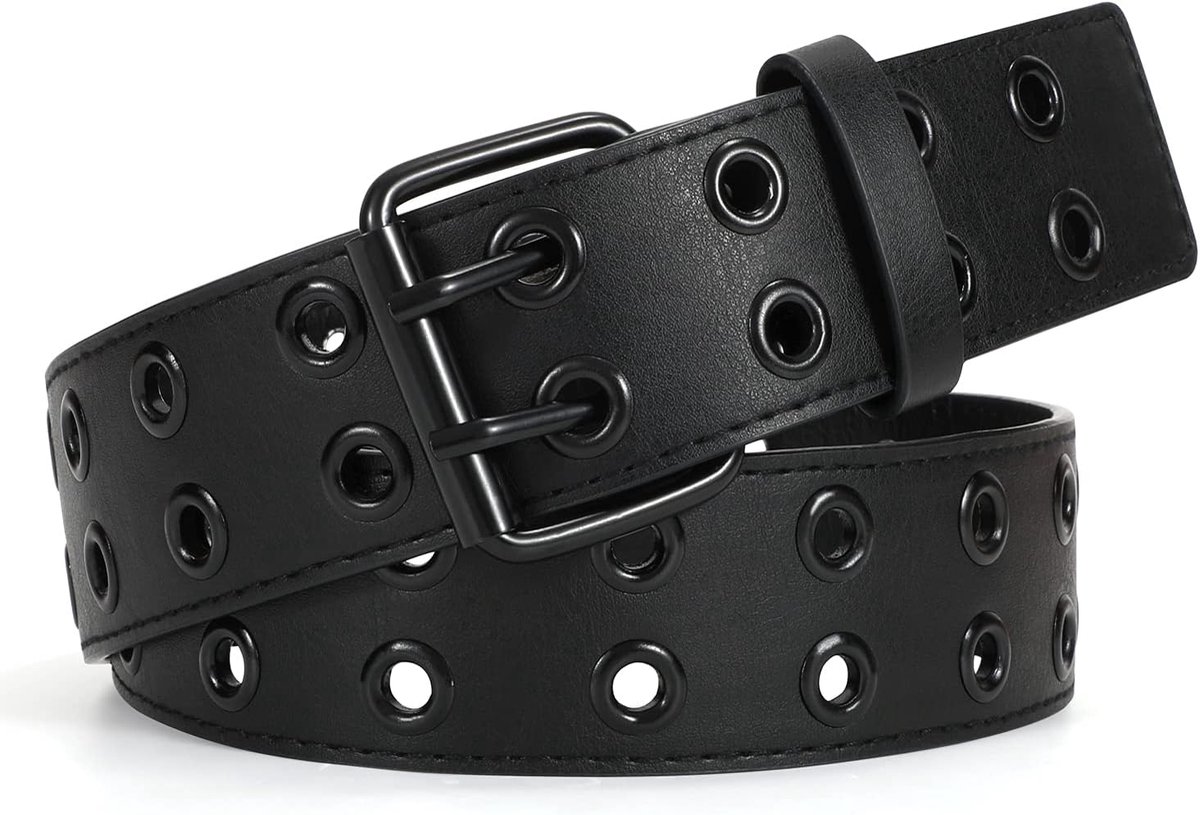 Riem met dubbele gaten, punkriem, klinknagelriem, hiphop-riem, rokriem voor dames