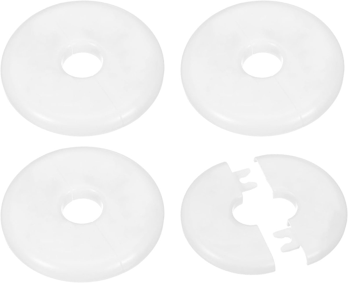 Muursplitflens 16,5mm/0,65", 4 stuks ABS ronde zelfklevende escutcheon plaat cover gesp voor waterpijp kraan decoratie, wit