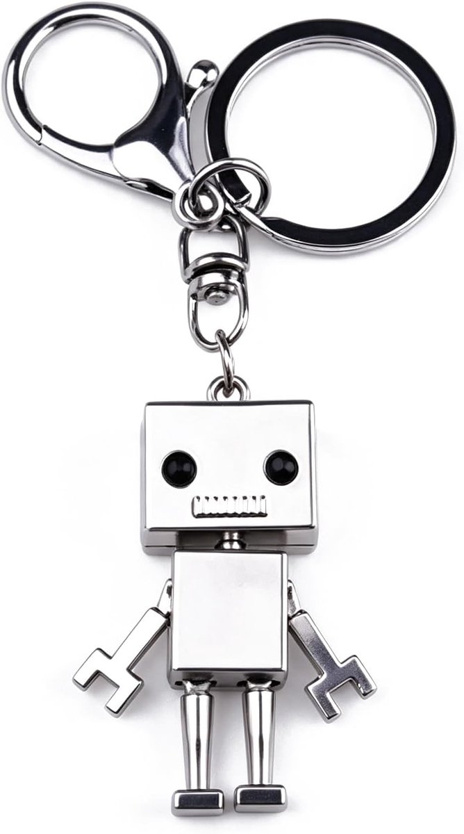 Sleutelhanger Leuke Creatieve Robot Model Sleutelhanger Legering Metalen Sleutelhanger Sleutelhanger, Kerstmis/Verjaardagscadeau voor Mannen en Vrouwen Zilver, Zilver, S