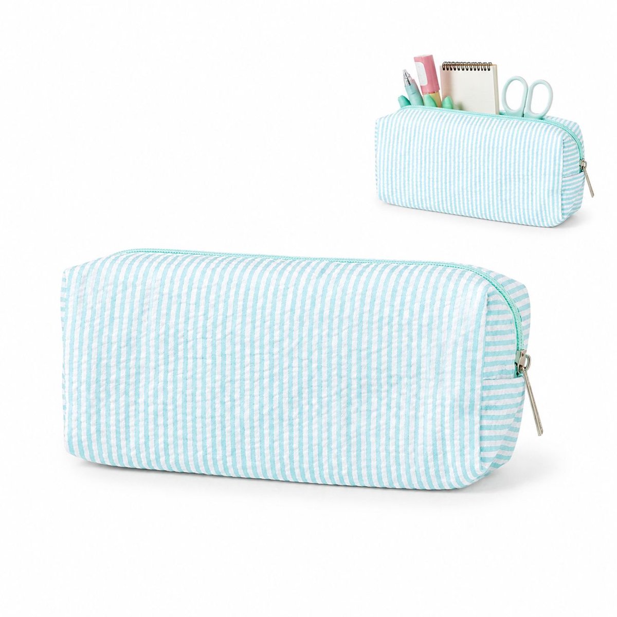 VHV - Grote Etui - 21x7.5x8 cm - Ruime Pennenzak van Polyester - Grote Capaciteit Stationery Pouch voor School & Kantoor - Duurzame Potlodenetui - Meerblauw