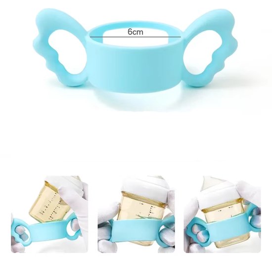 Handvat Babyfles - geschikt voor brede hals flessen - zelfstandig drinken - peuterfles - baby - blauw - 2 stuks — afbeelding 3