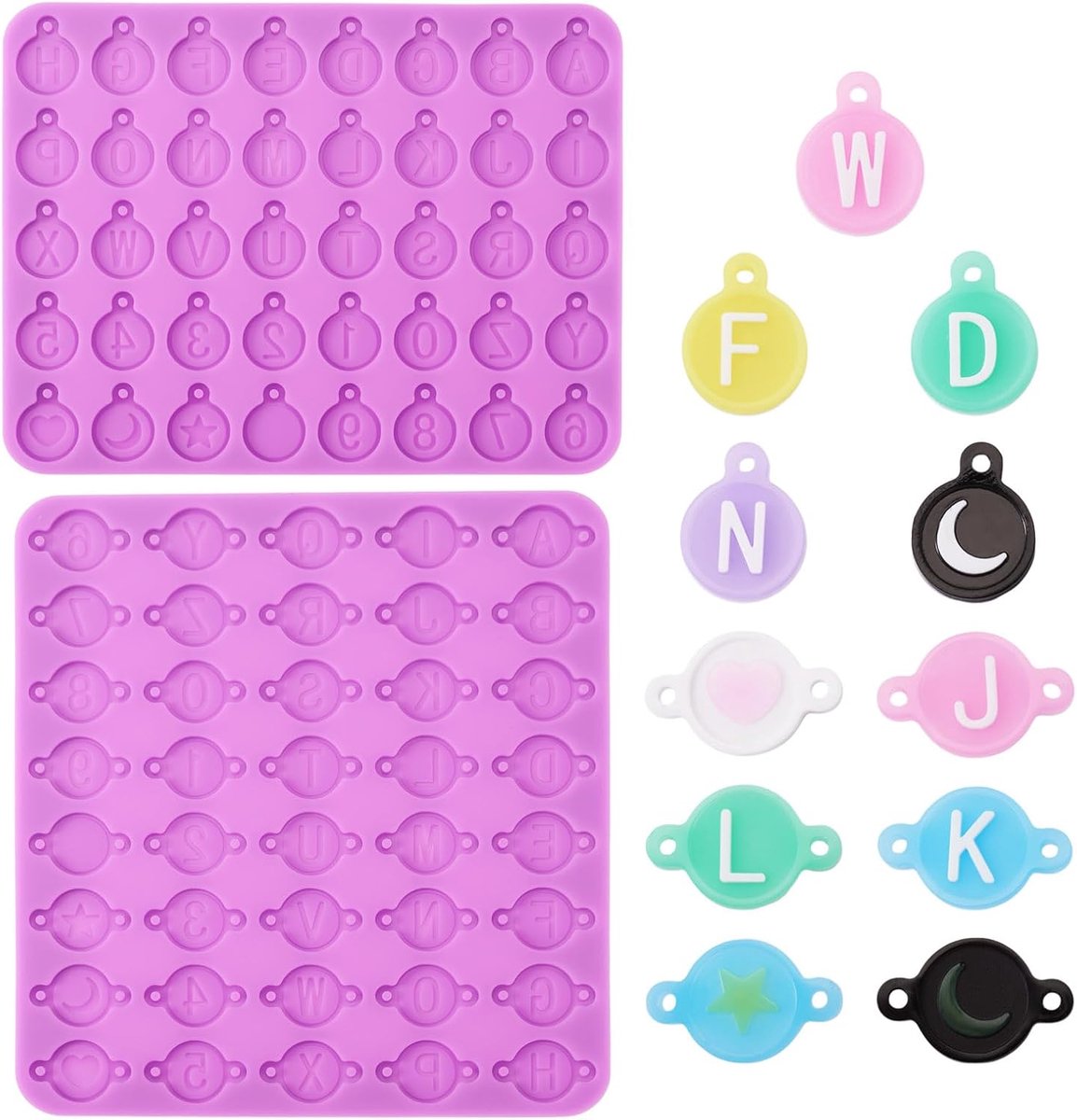 2-delige Letter A-Z Siliconen Mallen Alfabet Nummer 0-9 UV Hars Epoxy Mallen voor DIY Sleutelhanger Craft Hangers Sieraden Maken