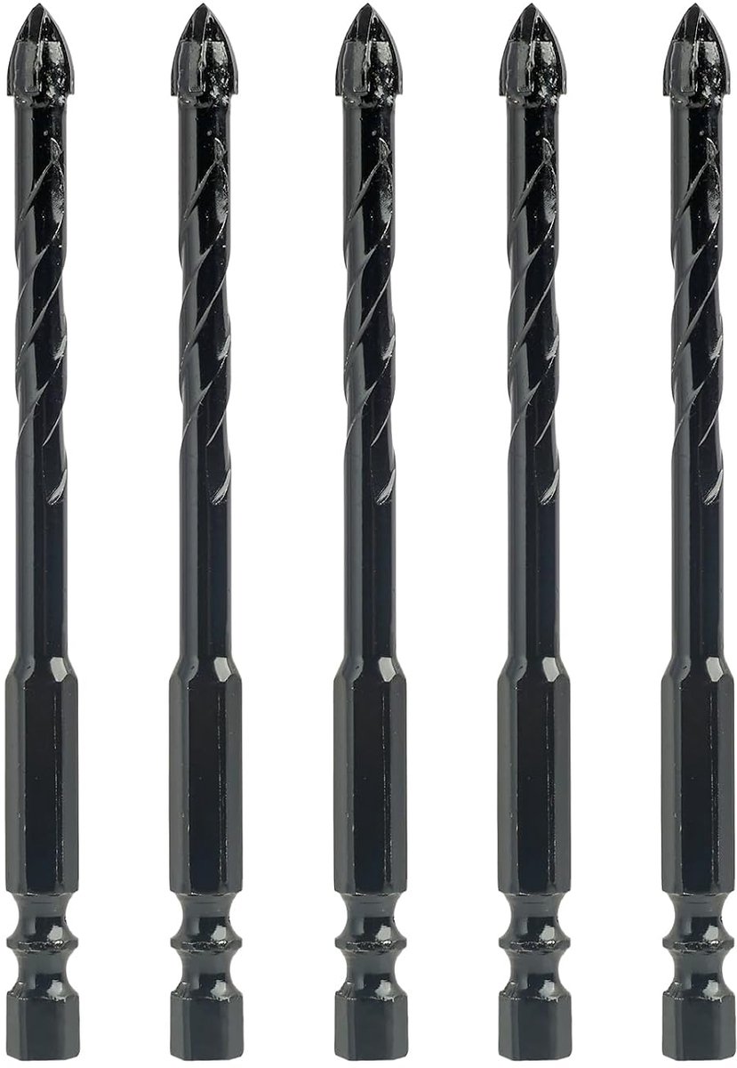 5 stuks 8 mm boren voor tegels en glas, professionele boren van wolfraamcarbide, wandboor, voor keramiek, metselwerk, glas, kunststof, hout en zachte metalen (6 mm)