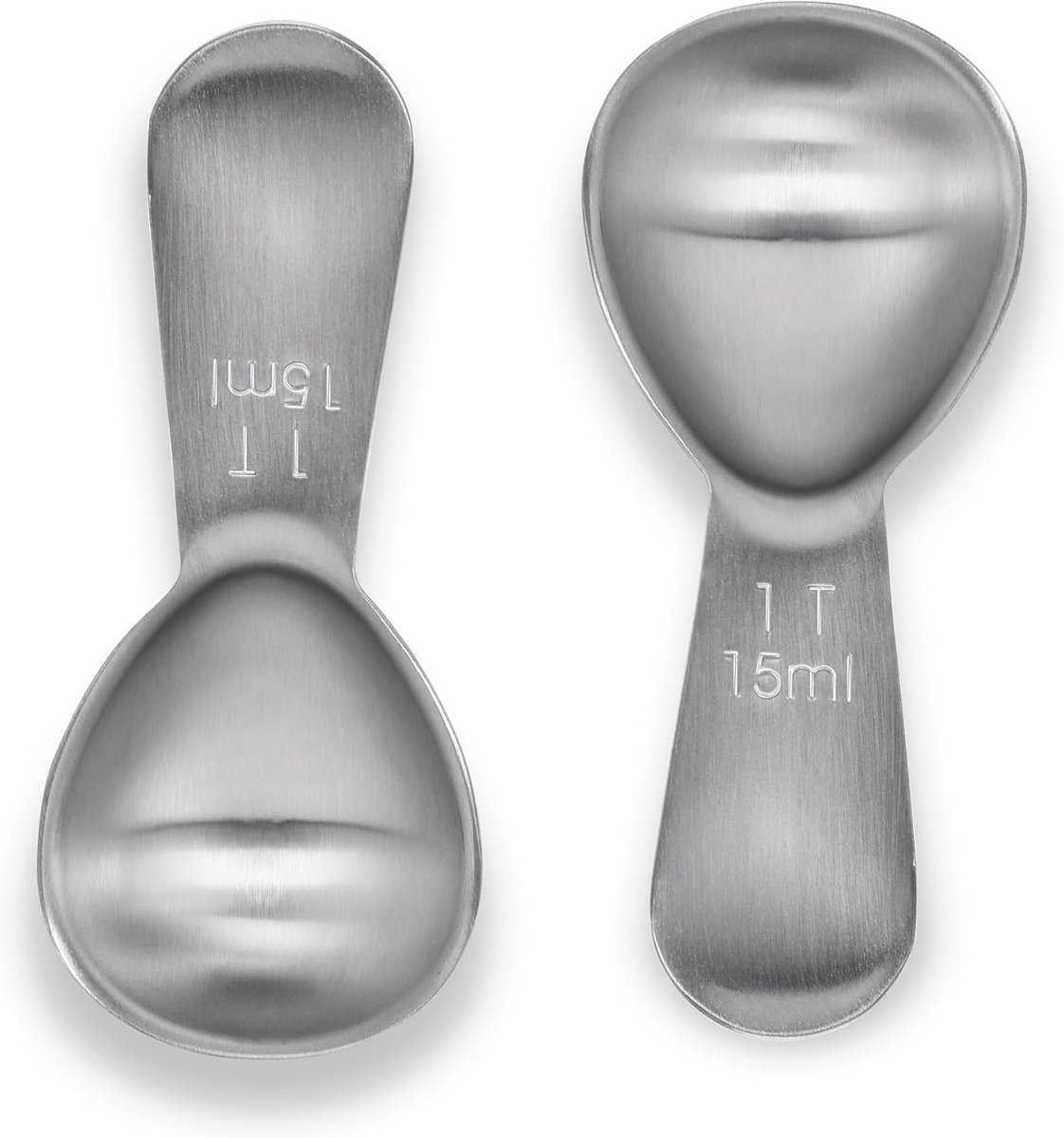 Koffieschep voor gemalen koffie, 18/8 roestvrij staal, 15ml 2 stuks | Voedselveilige kleine metalen maatlepel, 1 eetlepel met kort handvat, voor bonen, thee, proteïnepoeder, espresso, 2 stuks