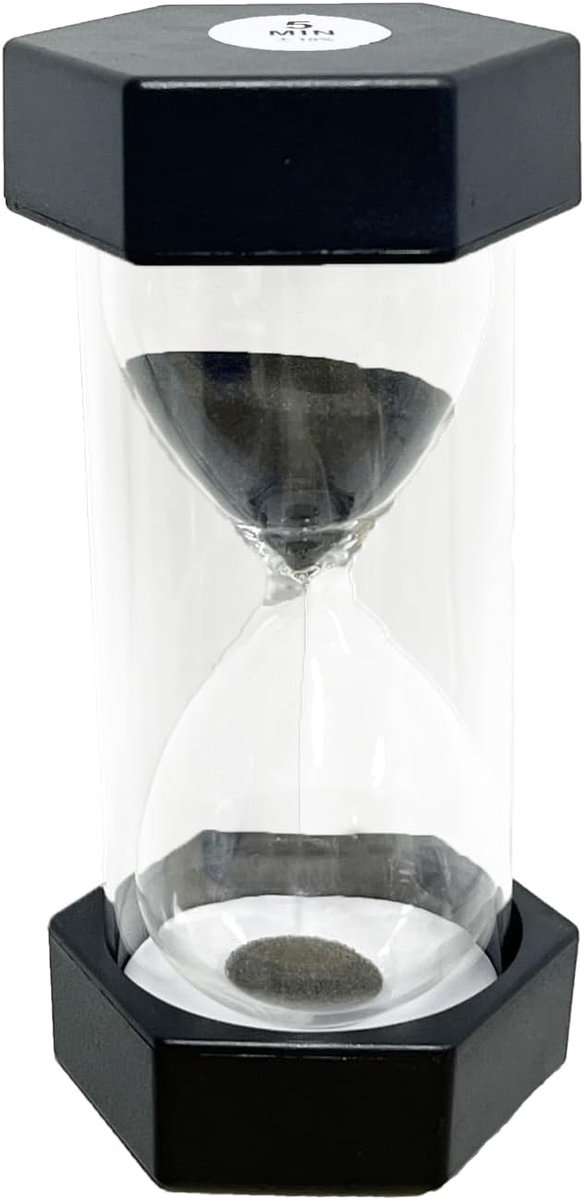 Zandloper voor kinderen, zandtimer, zandtimerset, kinderen, zandlopertimer, glastimer, keukenwekker, tijdmanagement assists, creatieve geschenken, 5 minuten, zwart