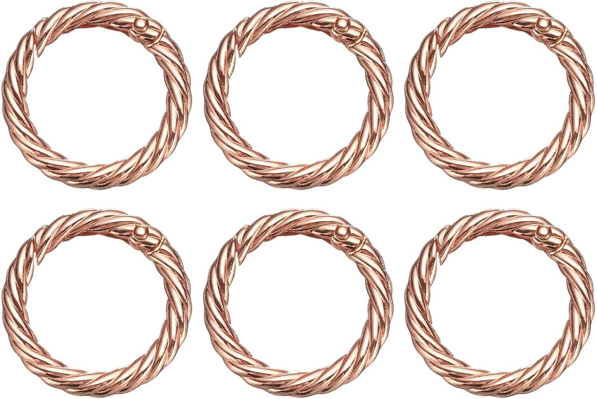 6 stuks lente O-ringen 1 inch ronde trigger metalen snap haak cirkel rose goud sleutelring clip sleutelhanger voor tassen handtassen portemonnees sleutelring