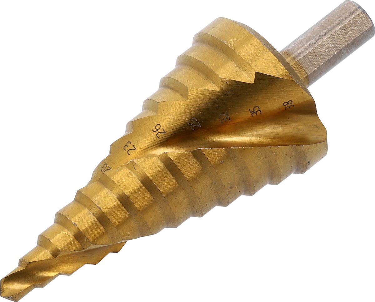 Professionele Spiraal Stappenboor Set - HSS 4341 Titanium gecoat - Driehoekige Schacht - Trappenboor voor RVS, Metaal, Staalplaat & Kunststof - Ontbramende Conische Metaalboor tot 4 mm