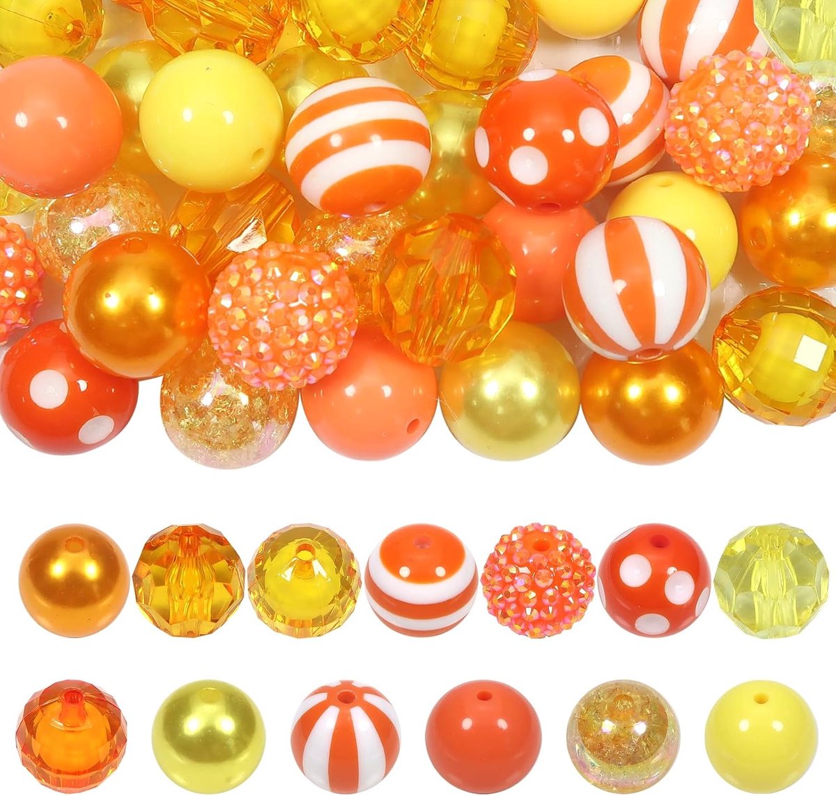 Kralen 20 mm ronde strass kralen gele serie gumball kralen losse kralen voor sieraden armband ketting pen tas ketting maken ambachten benodigdheden