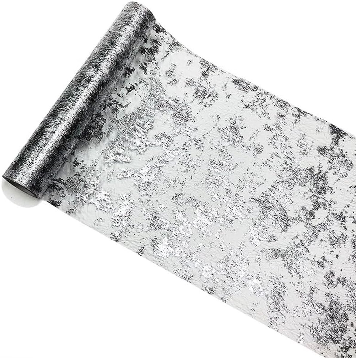 Tafelloper, 28 cm x 15 yards zilveren tafelloper, glanzend tisscchband, folie metallic dun net tafelloper rol voor bruiloft, feest, verjaardag, Kerstmis