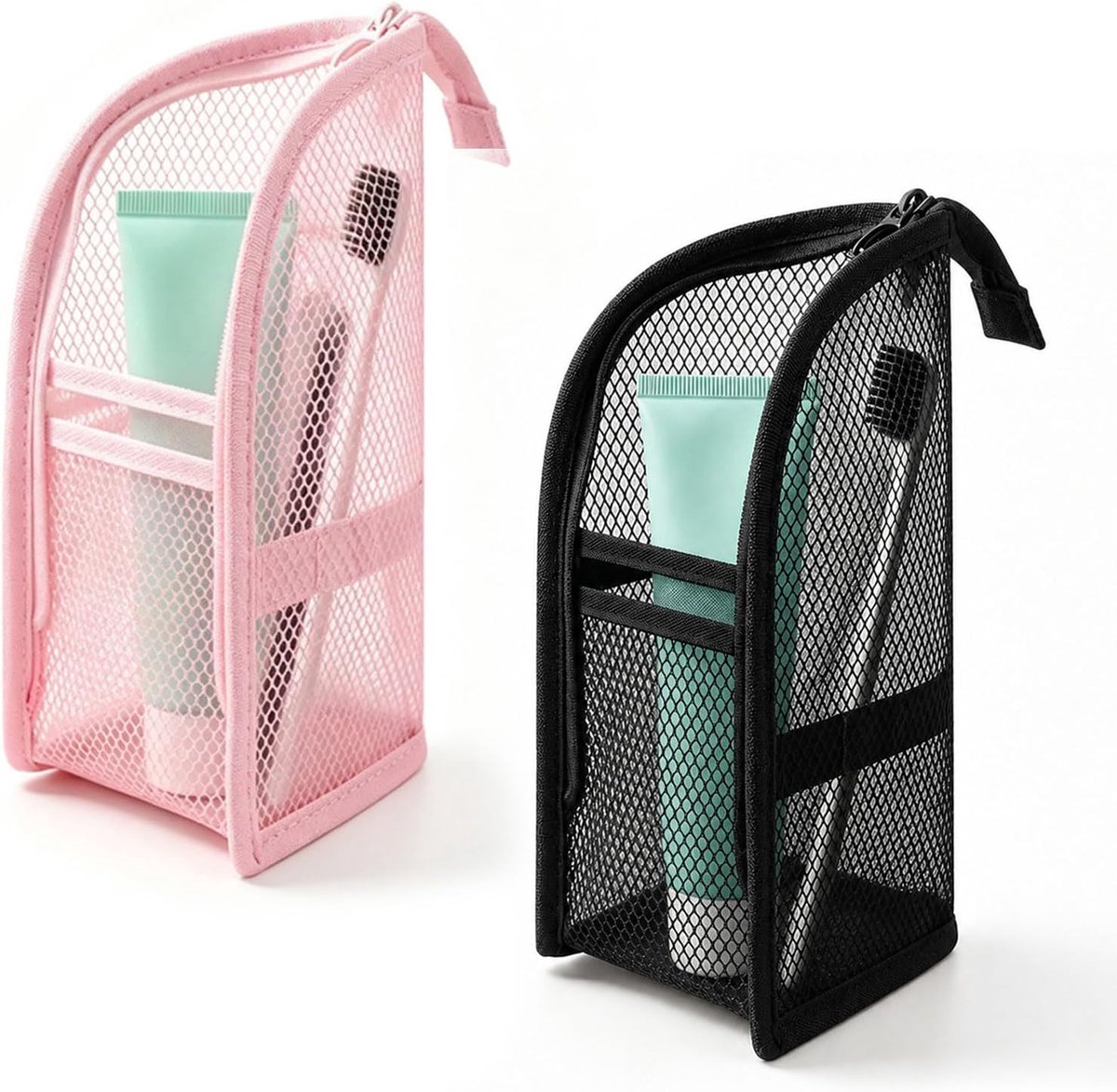 2026 Nieuwe Staande Reiskosmetiektas, Hangende Draagbare Lichte Toiletry Bag, EVA Mesh Waterdicht, Grote Capaciteit voor Tandenborstel, Tandpasta, Make-up en Verzorgingsproducten