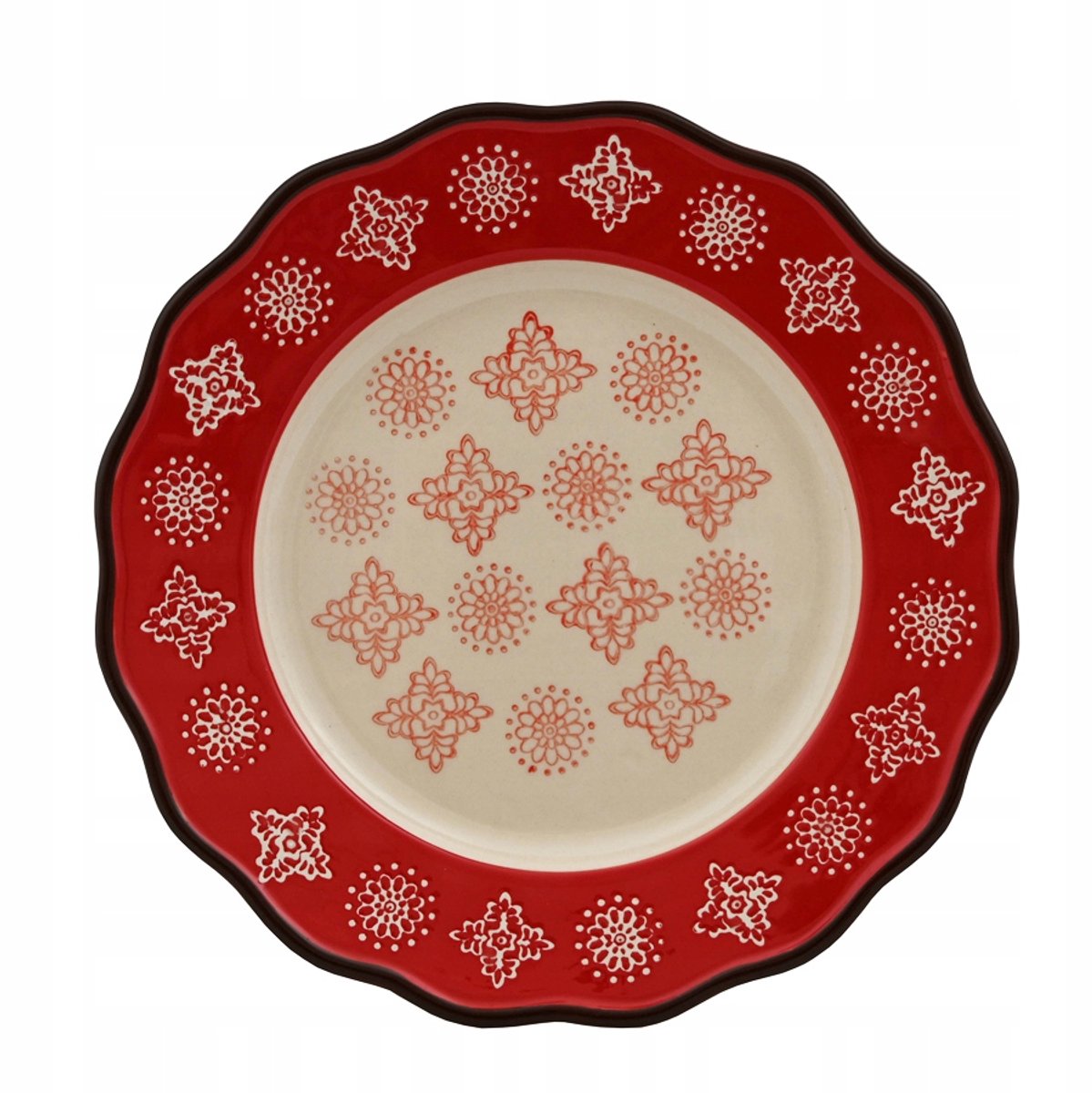 Kerstdessertbord Rood 21 cm - Keramiek, Magnetron- en Vaatwasmachinebestendig