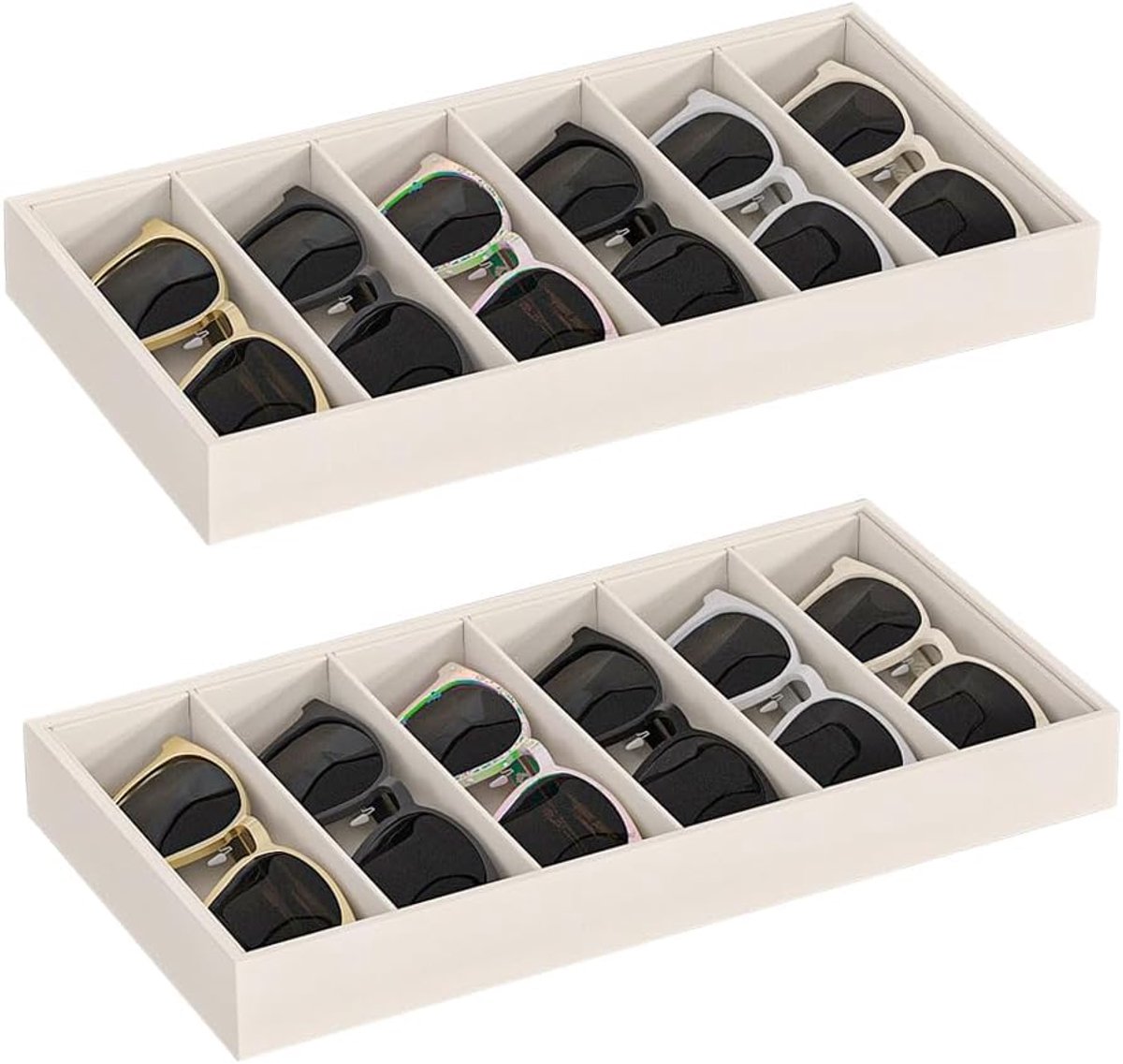 Opbergbak voor zonnebrillen, geschikt voor meerdere brillen, sieraden en een lade-organizer voor zonnebrillen (beige 2)