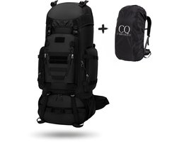CarryQuest® - Titan 90L Backpack - Waterdichte Tactical Rugzak met MOLLE-Systeem, Regenhoes & Rugventilatie - Zwart
