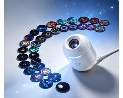 2-in-1 USB sterrenhemel projector en nachtlampje / mini galaxy projector met 24 projectieschijven / instelbare helderheid / flexibele USB kabel / sfeerverlichting voor slaapkamer, auto en feestjes