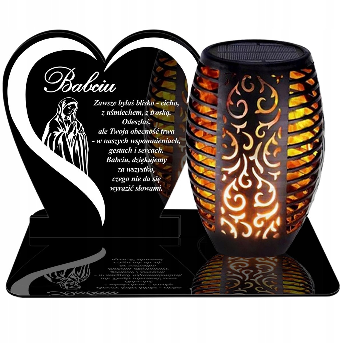 Zonne-energie grafieklamp met Vlam-effect, XL, 29cm