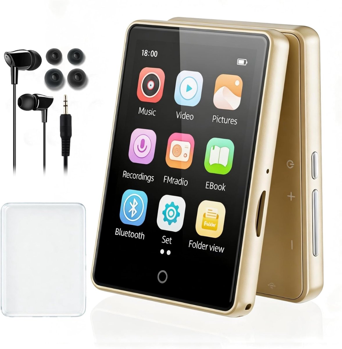 SNJY® MP3 Speler Bluetooth - MP4 Speler - Muziek Speler - Touchscreen - 32GB - Goud