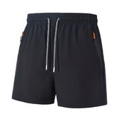 Zwarte tennisbroek sportbroek heren maat M zomer korte broek met elastische taille verstelbaar trekkoord rits zakken casual outdoor sport hardlopen training vrije tijd